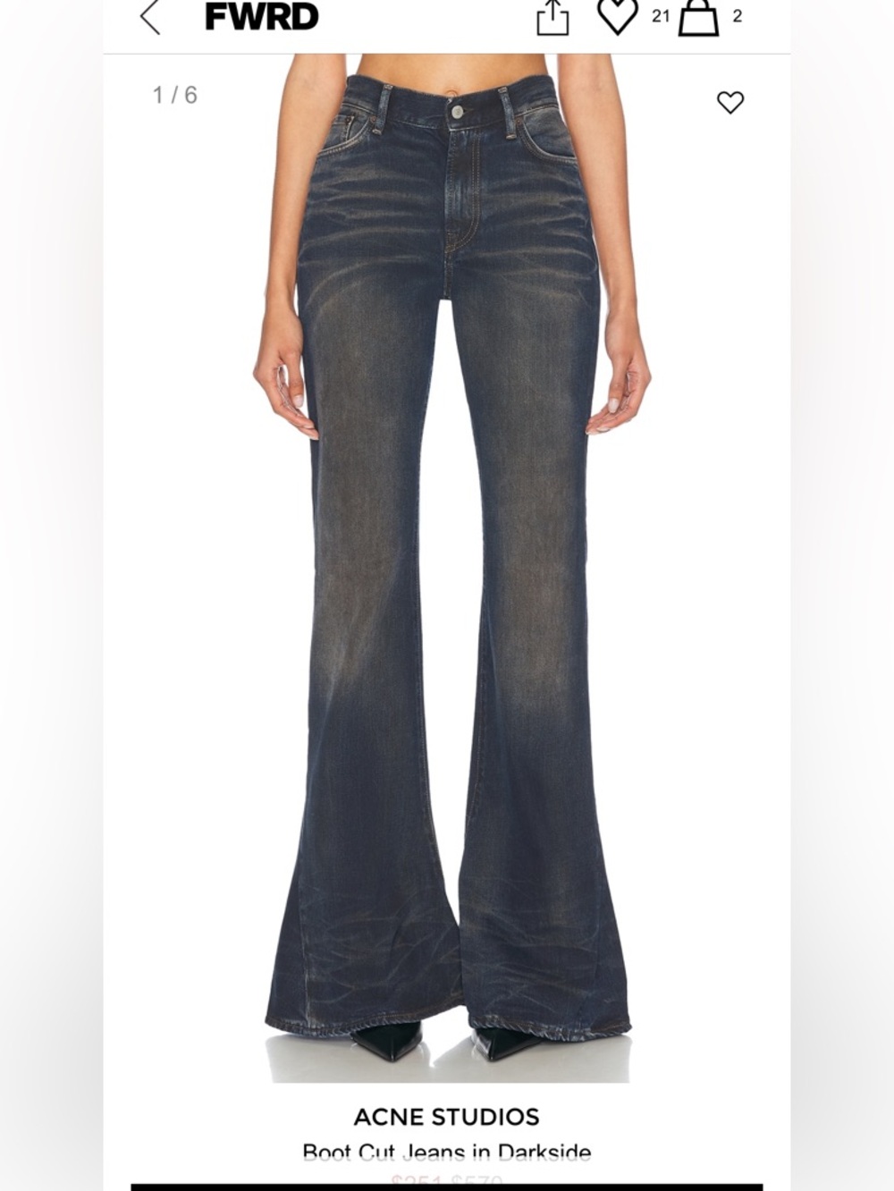 BNWOT Authentic Acne Studios 2024F Jeans in Darkside